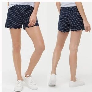 J. Crew Factory Navy and White Polka Dot Scalloped Shorts, 14